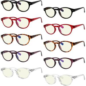 imageEyekepper 5 Pack Computer Glasses Digital Eye Strain Prevention Blue Light Filter Reading Glasses Amber Tinted 00010 Pack Mix  Uvr091