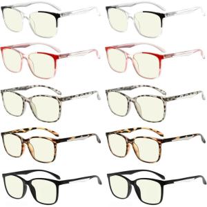 imageEyekepper 5 Pack Computer Glasses Digital Eye Strain Prevention Blue Light Filter Reading Glasses Amber Tinted 00010 Pack Mix  Uvr9113