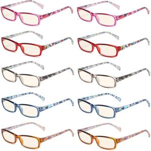 imageEyekepper 5 Pack Computer Glasses Digital Eye Strain Prevention Blue Light Filter Reading Glasses Amber Tinted 00010 Pack Mix  Uvrt1803