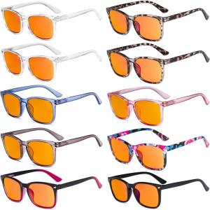 imageEyekepper 5 Pack Computer Glasses Digital Eye Strain Prevention Blue Light Filter Reading Glasses Amber Tinted 00010 Pack Mixdsrt1801
