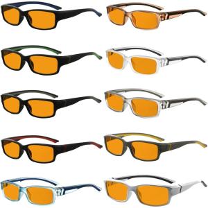 imageEyekepper 5 Pack Computer Glasses Digital Eye Strain Prevention Blue Light Filter Reading Glasses Amber Tinted 00010 Pack Mixdsxm01