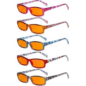 imageEyekepper 5 Pack Computer Glasses Digital Eye Strain Prevention Blue Light Filter Reading Glasses Amber Tinted 000Blue Light Blockingorange Tinted
