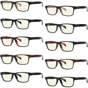 imageEyekepper 5 Pack Computer Glasses Digital Eye Strain Prevention Blue Light Filter Reading Glasses Orange Tinted 00010 Pack Mix  Uvr090