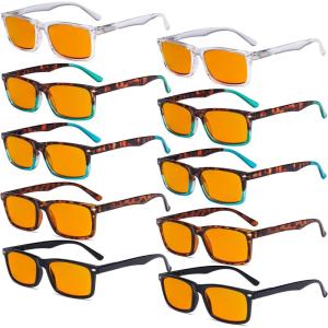 imageEyekepper 5 Pack Computer Glasses Digital Eye Strain Prevention Blue Light Filter Reading Glasses Orange Tinted 00010 Pack Mixdsr899