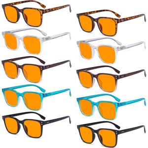 imageEyekepper 5 Pack Computer Glasses Digital Eye Strain Prevention Blue Light Filter Reading Glasses Orange Tinted 00010 Pack Mixdst1804