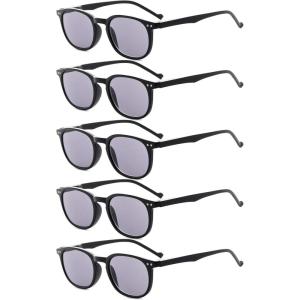 imageEyekepper 5 Pack Retro Design Blue Light Blocking Readers Blue Glare Filter Computer Reading Glasses Amber Tinted 1505pcs All Grey Lens