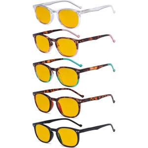 imageEyekepper 5 Pack Retro Design Blue Light Blocking Readers Blue Glare Filter Computer Reading Glasses Amber Tinted 150Blue Light Blockingb905 Pairs