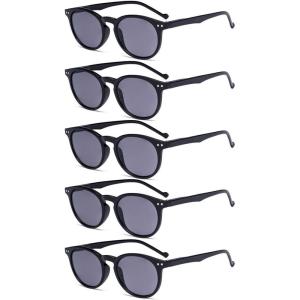 imageEyekepper 5Pack Oval Round Spring Hinges Eyeglasses Includes Sunglasses5pcs All Grey Lens