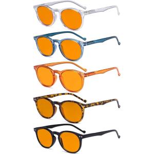 imageEyekepper 5Pack Oval Round Spring Hinges Eyeglasses Includes SunglassesBlue Light Blockingb985 Pairs