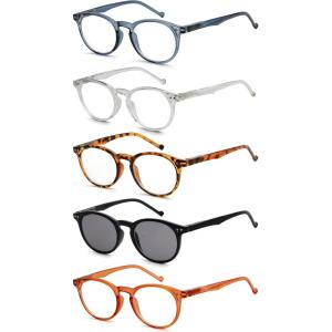 imageEyekepper 5Pack Oval Round Spring Hinges Eyeglasses Includes SunglassesMix