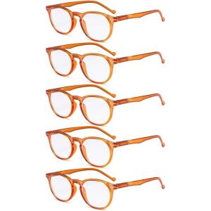 imageEyekepper 5Pack Oval Round Spring Hinges Eyeglasses Includes SunglassesOrange5pcs All Clear Lens