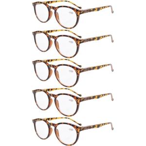 imageEyekepper 5Pack Oval Round Spring Hinges Eyeglasses Includes SunglassesTortoise5pcs All Clear Lens