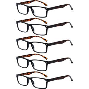 imageEyekepper Spring Hinge 5pack Retro Style Reading Glasses Sunshine Readers Grey LensDemi Arm5pcs All Clear Lens