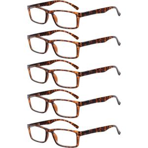 imageEyekepper Spring Hinge 5pack Retro Style Reading Glasses Sunshine Readers Grey LensDemi5pcs All Clear Lens
