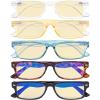 imageEyekepper 5Pack Patterned Reading Glasses Spring Hinges Rectangular Reader Eyeglasses for Women ReadingBlue Light Blockingb605 Pairs