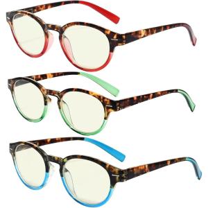 imageEyekepper 3 Pack Round Reading Glasses Oval Stylish Reader Eyeglasses for Women Reading 050Blue Light Blockingb403 Pairs