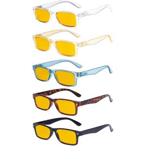 imageEyekepper 5Pack Patterned Reading Glasses Spring Hinges Rectangular Reader Eyeglasses for Women ReadingBlue Light Blockingb905 Pairs