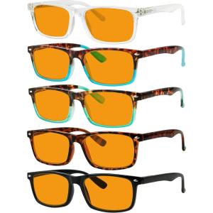imageEyekepper Multipack Orange tinted Blue Light Blocking Reading Glasses for Women Men Readers Computer EyeglassesA5 Pack Mix
