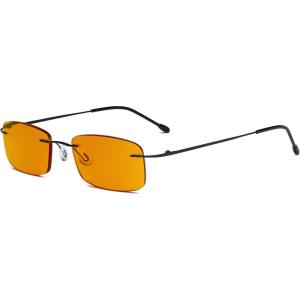 imageEyekepper Titanium Rimless Orange Tinted Lenses Computer Reading Glasses Readers Men WomenLens Width 54mmbb98 Lensblack