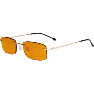 imageEyekepper Titanium Rimless Orange Tinted Lenses Computer Reading Glasses Readers Men WomenLens Width 54mmbb98 Lensgold
