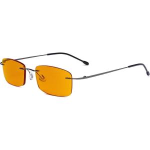 imageEyekepper Titanium Rimless Orange Tinted Lenses Computer Reading Glasses Readers Men WomenLens Width 54mmbb98 Lensgunmetal