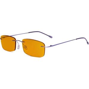 imageEyekepper Titanium Rimless Orange Tinted Lenses Computer Reading Glasses Readers Men WomenLens Width 54mmbb98 Lenspurple