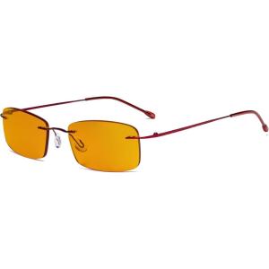 imageEyekepper Titanium Rimless Orange Tinted Lenses Computer Reading Glasses Readers Men WomenLens Width 54mmbb98 Lensred