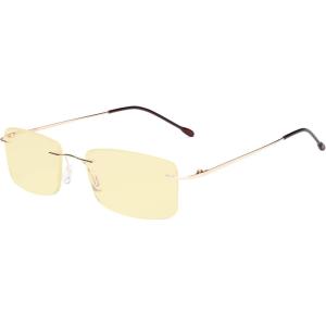 imageEyekepper Titanium Rimless Orange Tinted Lenses Computer Reading Glasses Readers Men WomenLens Width 55mmbb60 Lensgold