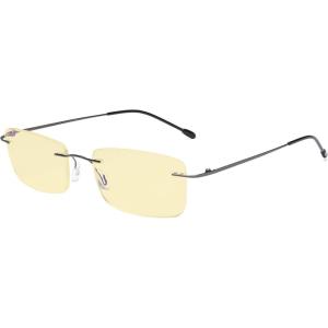imageEyekepper Titanium Rimless Orange Tinted Lenses Computer Reading Glasses Readers Men WomenLens Width 55mmbb60 Lensgunmetal