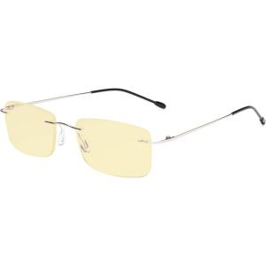 imageEyekepper Titanium Rimless Orange Tinted Lenses Computer Reading Glasses Readers Men WomenLens Width 55mmbb60 Lenssilver