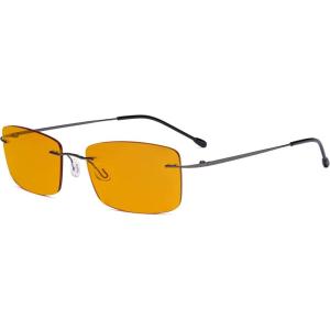 imageEyekepper Titanium Rimless Orange Tinted Lenses Computer Reading Glasses Readers Men WomenLens Width 55mmbb98 Lensgunmetal