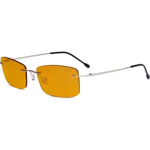 imageEyekepper Titanium Rimless Orange Tinted Lenses Computer Reading Glasses Readers Men WomenLens Width 55mmbb98 Lenssilver
