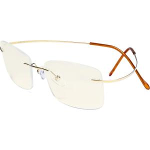 imageEyekepper Titanium Rimless Orange Tinted Lenses Computer Reading Glasses Readers Men WomenLens Width 55mmgold