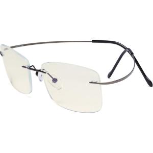 imageEyekepper Titanium Rimless Orange Tinted Lenses Computer Reading Glasses Readers Men WomenLens Width 55mmgunmetal