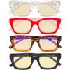 imageEyekepper 3 Pack Yellow Tinted Filter Lens Classic SemiRim Reading Glasses Blue Light Blocking Computer Eyeglasses 125C4 Pack Mix