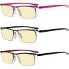 imageEyekepper 3 Pack Yellow Tinted Filter Lens Classic SemiRim Reading Glasses Blue Light Blocking Computer Eyeglasses 125D3 Pack Mix