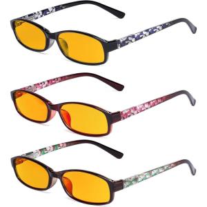 imageEyekepper 3 Pack Blue Light Blocking Reading Glasses Crystal Clear Computer Readers Orange Tinted 100Blue Light Blockingb903 Pairs
