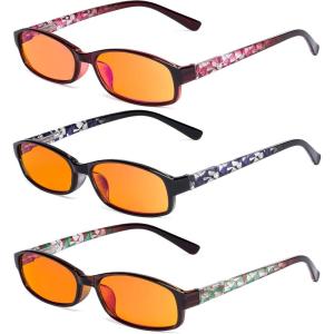 imageEyekepper 3 Pack Blue Light Blocking Reading Glasses Crystal Clear Computer Readers Orange Tinted 100Blue Light Blockingb983 Pairs