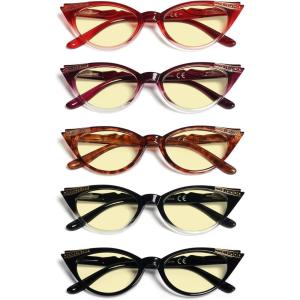 imageEyekepper 3 Pack Yellow Tinted Filter Lens Classic SemiRim Reading Glasses Blue Light Blocking Computer Eyeglasses 125A5 Pack Mix