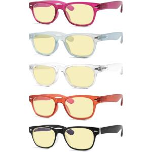 imageEyekepper 3 Pack Yellow Tinted Filter Lens Classic SemiRim Reading Glasses Blue Light Blocking Computer Eyeglasses 125B5 Pack Mix