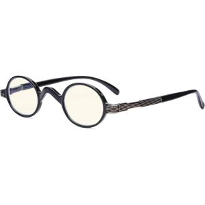 imageEyekepper Computer Reading Glasses Blue Light Filter Glasses Small Round Blocking Readers Reading with Spring Hinges  Tortoise 250Blackbb40 Lens