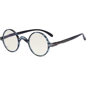 imageEyekepper Computer Reading Glasses Blue Light Filter Glasses Small Round Blocking Readers Reading with Spring Hinges  Tortoise 250BlueTortoisebb40 Lens