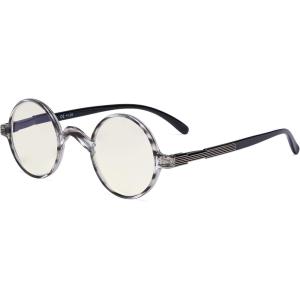 imageEyekepper Computer Reading Glasses Blue Light Filter Glasses Small Round Blocking Readers Reading with Spring Hinges  Tortoise 250GreyTortoisebb40 Lens