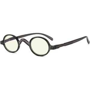 imageEyekepper Computer Reading Glasses Blue Light Filter Glasses Small Round Blocking Readers Reading with Spring Hinges  Tortoise 250Greybb40 Lens