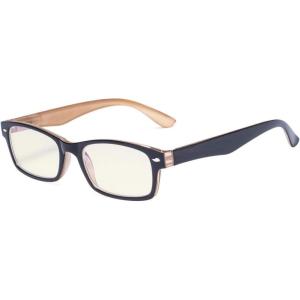 imageEyekepper Spring Hinges UV ProtectionAnti GlareAnti Blue RaysScratch Resistant Lens Computer Reading Glasses ReadersBlack Brownlight Lens
