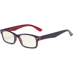 imageEyekepper Spring Hinges UV ProtectionAnti GlareAnti Blue RaysScratch Resistant Lens Computer Reading Glasses ReadersBlack Redlight Lens