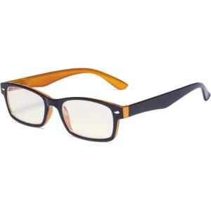 imageEyekepper Spring Hinges UV ProtectionAnti GlareAnti Blue RaysScratch Resistant Lens Computer Reading Glasses ReadersBlack Yellowlight Lens