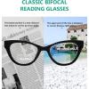 imageEyekepper Bifocal Sunglasses for Women Reading under the Sun Stylish Bifocal Readers Tinted Lens Oversize Cateye StyleBlackClear Lens