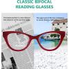 imageEyekepper Bifocal Sunglasses for Women Reading under the Sun Stylish Bifocal Readers Tinted Lens Oversize Cateye StyleRedClear Lens