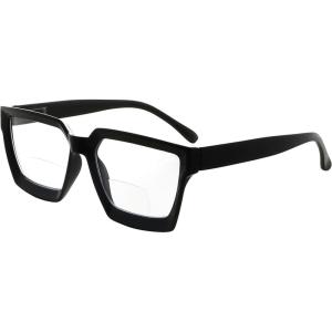 imageEyekepper Bifocal Reading Glasses Women  Stylish Bifocal Readers Clear Lens Oversize FrameBlack